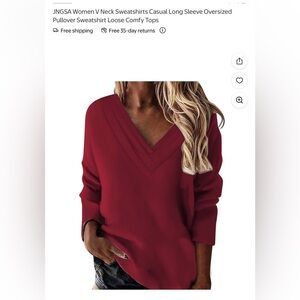 Women's V-Neck Burgundy Sweater